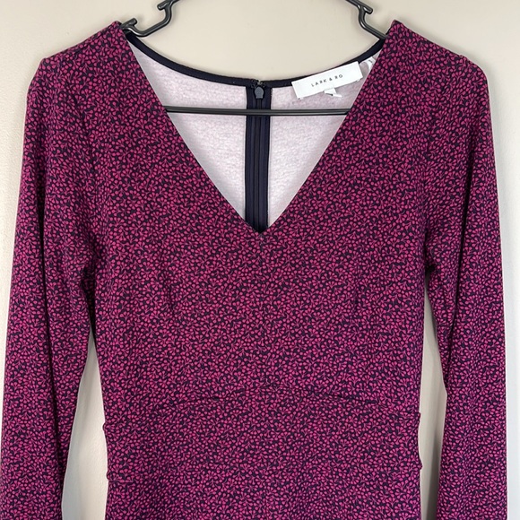 Lark & Ro Black &Pink print Long Sleeved Career Dress Size 2 - Picture 5 of 12